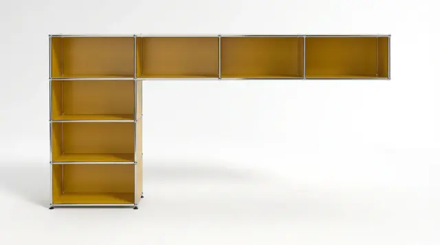 Furniture in Golden yellow (RAL 1004), compatible with USM Haller – photorealistic preview