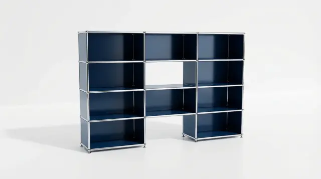 Furniture in Steel blue (RAL 5011), compatible with USM Haller – photorealistic preview