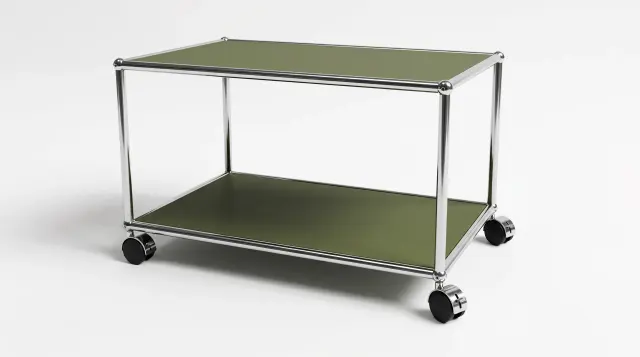 Sideboard in Olive green (RAL 6003), compatible with USM Haller – 750 × 395 × 500 mm, 1 compartment – photorealistic preview