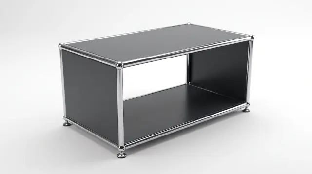 Sideboard in Anthracite grey (RAL 7016), compatible with USM Haller – 750 × 350 × 350 mm, 1 compartment – photorealistic preview