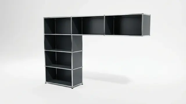 Furniture in Anthracite grey (RAL 7016), compatible with USM Haller – photorealistic preview