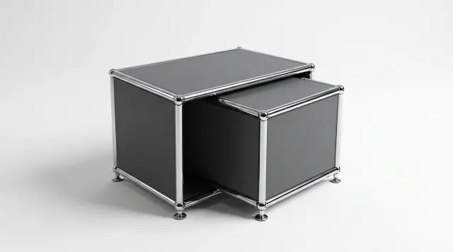 Sideboard in Anthracite grey (RAL 7016), compatible with USM Haller – 750 × 350 × 350 mm, 1 compartment – photorealistic preview