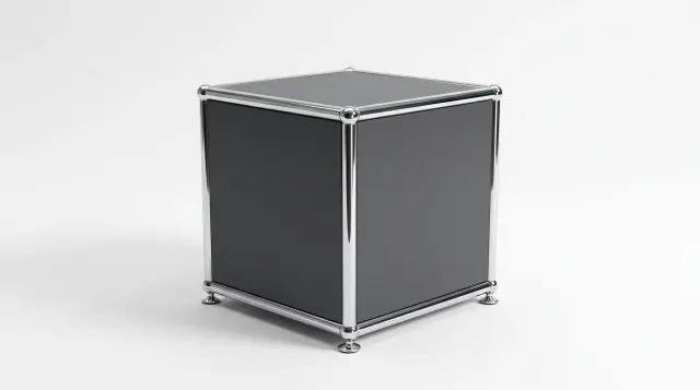 Sideboard in Anthracite grey (RAL 7016), compatible with USM Haller – 750 × 350 × 350 mm, 1 compartment – photorealistic preview