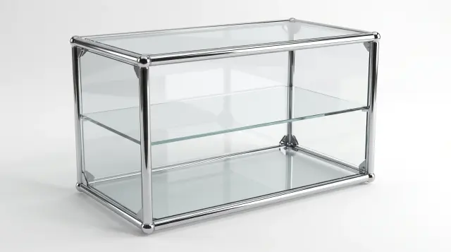 Sideboard in Anthracite grey (RAL 7016), compatible with USM Haller – 750 × 350 × 350 mm, 1 compartment, with glass – photorealistic preview
