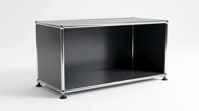 Sideboard in Anthracite grey (RAL 7016), compatible with USM Haller – 750 × 350 × 350 mm, 1 compartment – photorealistic preview