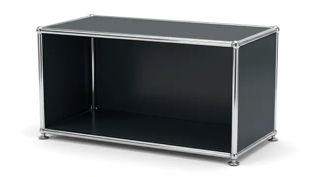 Sideboard in Anthracite grey (RAL 7016), compatible with USM Haller – 750 × 350 × 350 mm, 1 compartment – photorealistic preview