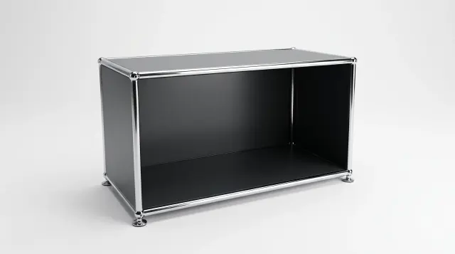 Sideboard in Anthracite grey (RAL 7016), compatible with USM Haller – 750 × 350 × 350 mm, 1 compartment – photorealistic preview