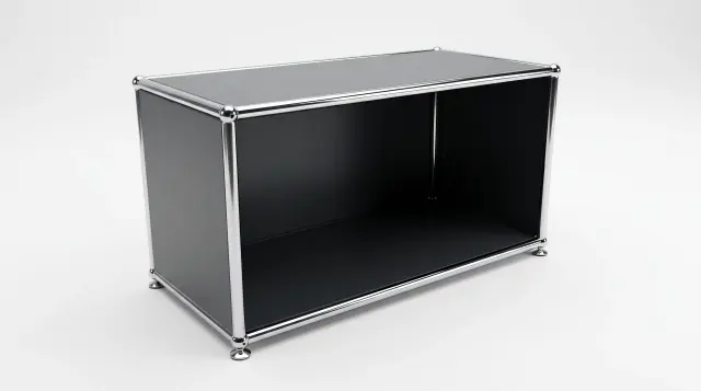 Sideboard in Anthracite grey (RAL 7016), compatible with USM Haller – 750 × 350 × 350 mm, 1 compartment – photorealistic preview