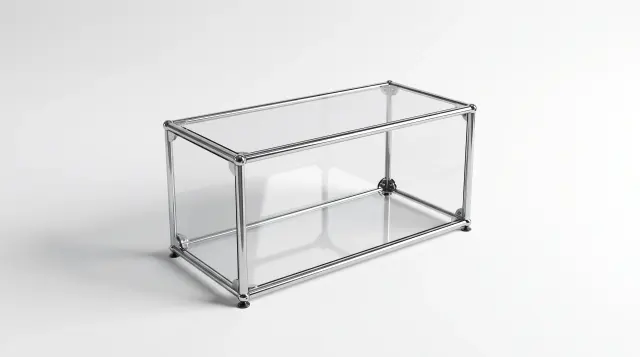 Sideboard in Anthracite grey (RAL 7016), compatible with USM Haller – 750 × 350 × 350 mm, 1 compartment, with glass – photorealistic preview