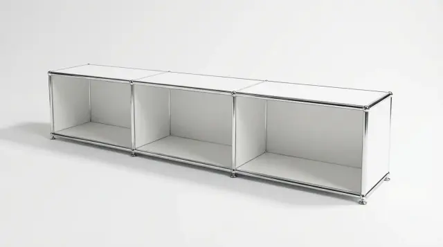 Furniture in Pure white (RAL 9010), compatible with USM Haller – photorealistic preview