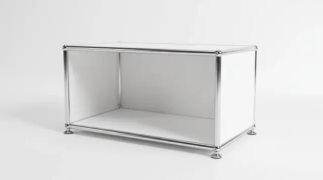 Sideboard in Pure white (RAL 9010), compatible with USM Haller – 750 × 350 × 350 mm, 1 compartment – photorealistic preview
