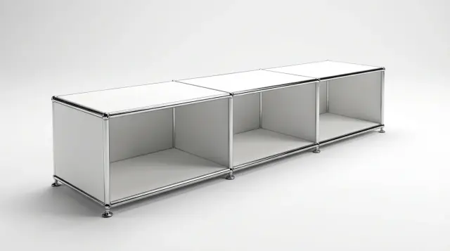 Furniture in Pure white (RAL 9010), compatible with USM Haller – photorealistic preview