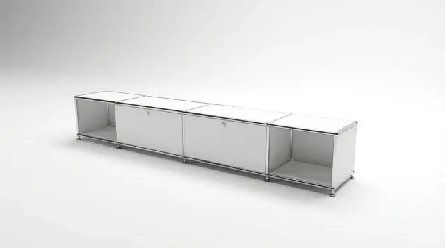 Furniture in Pure white (RAL 9010), compatible with USM Haller – photorealistic preview