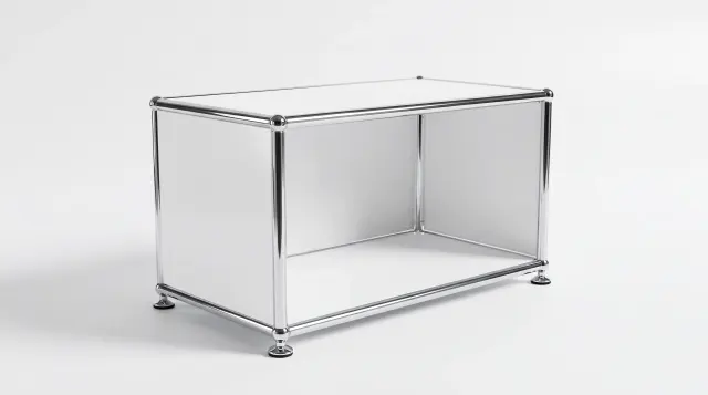 Sideboard in Reinweiß (RAL 9010), kompatibel mit USM Haller – 750 × 350 × 350 mm, 1 Fach – fotorealistische Vorschau