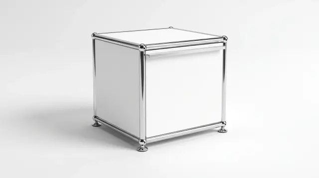 Sideboard in Pure white (RAL 9010), compatible with USM Haller – 750 × 350 × 350 mm, 1 compartment, 1 pull-out shelf – photorealistic preview