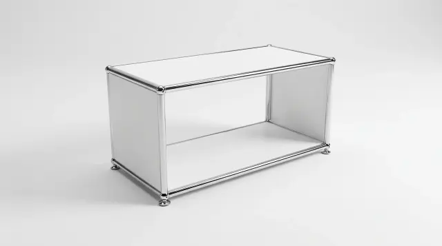 Sideboard in Pure white (RAL 9010), compatible with USM Haller – 750 × 350 × 350 mm, 1 compartment – photorealistic preview