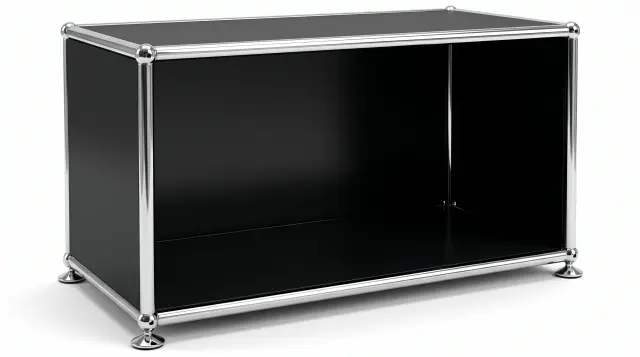Sideboard in Graphite black (RAL 9011), compatible with USM Haller – 750 × 350 × 350 mm, 1 compartment – photorealistic preview