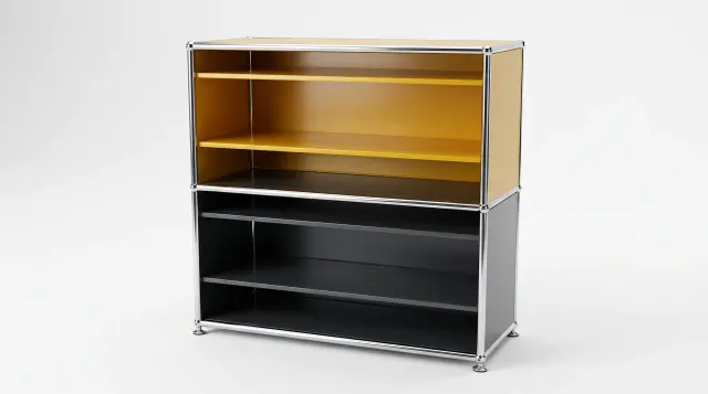 Sideboard in multiple colours, compatible with USM Haller – 750 × 700 × 350 mm, 2 compartments – photorealistic preview